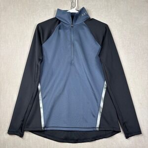 Under Armour ColdGear Womens Pullover Medium 1/4 Zip Blue Black‎ Thumbholes Mock